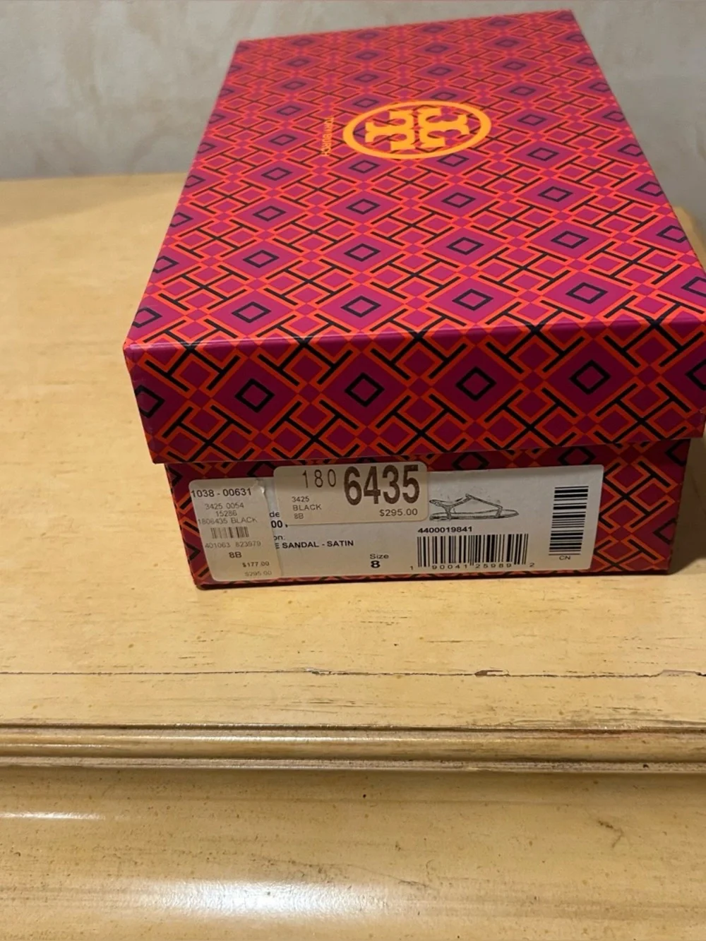 Tory Burch Delphine Crystal embellished black flat sandals in size 8